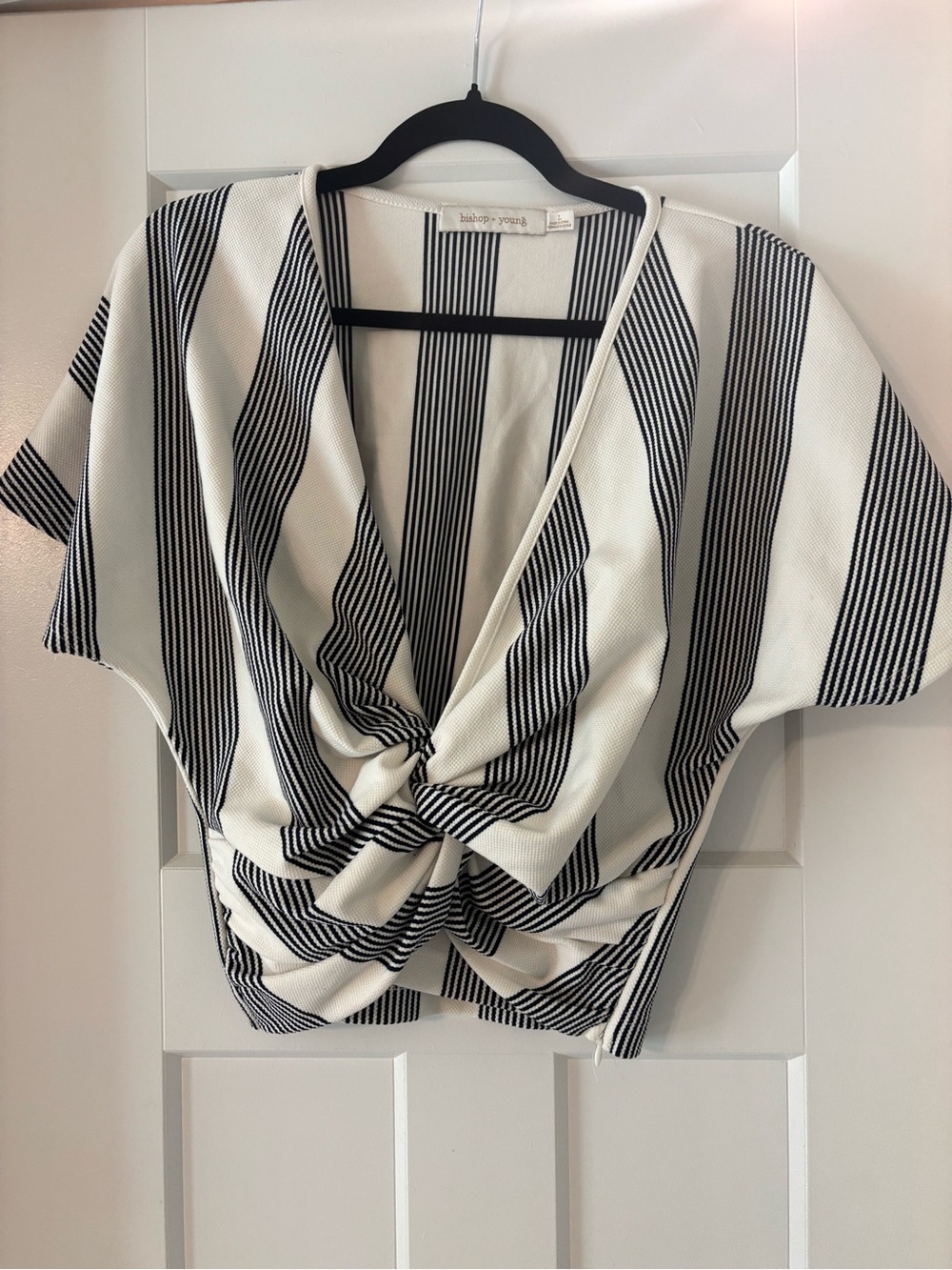 Anthropologie Bishop and Young Striped Knot Front Women’s Top - Black & Navy